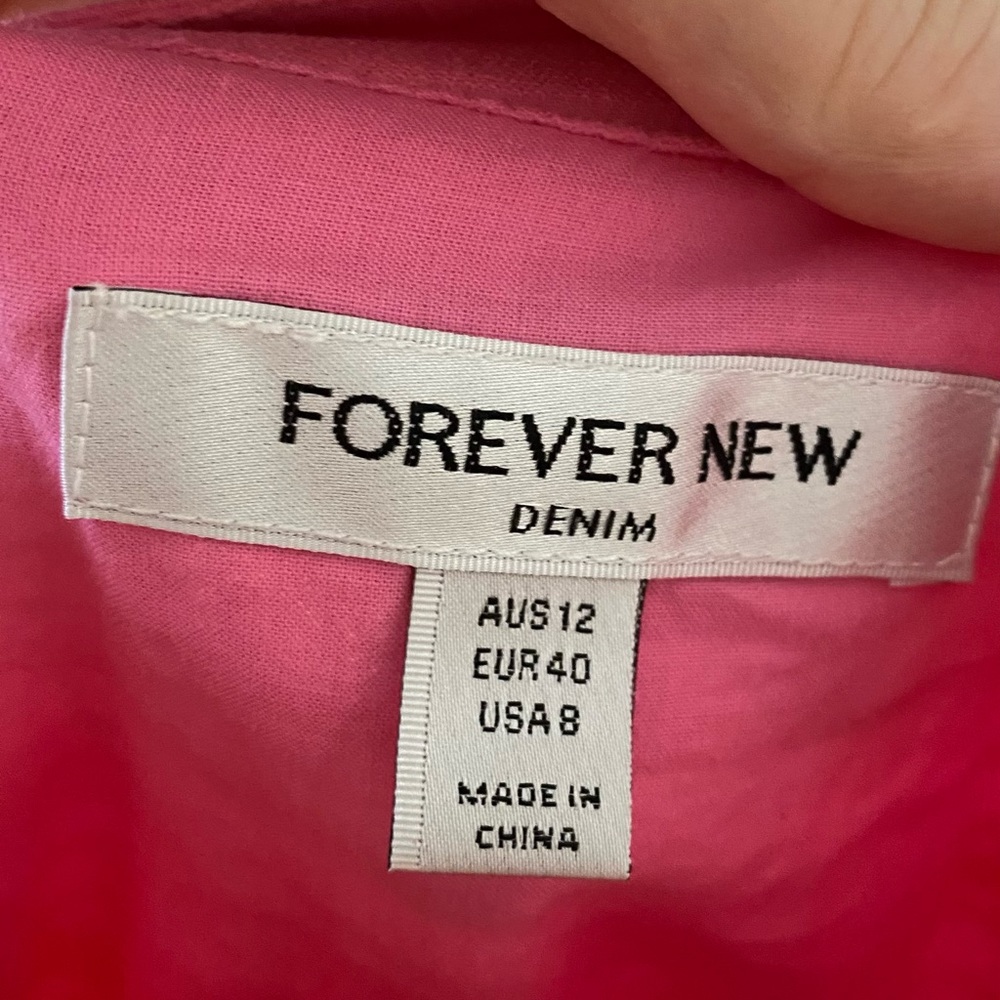 Size 12 - Forever New Posie Textured Smock Shirt Dress in Pink Cosmos - Picture 11 of 13